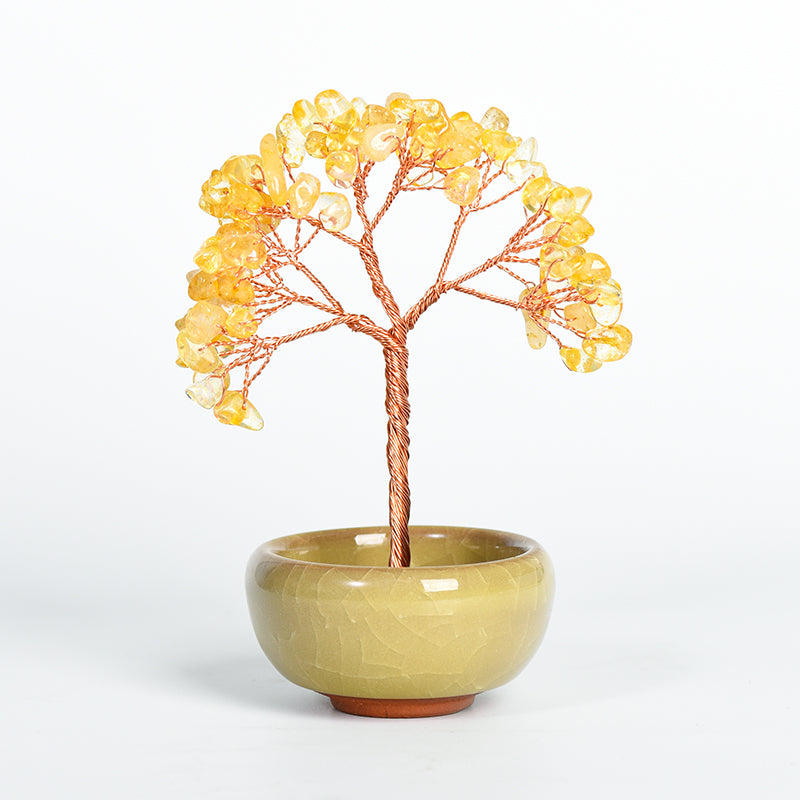 Colorful Ceramic Bowl Crystal Tree