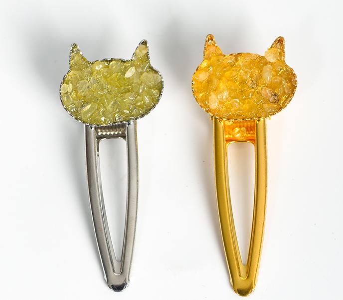 crystal cat hairpin