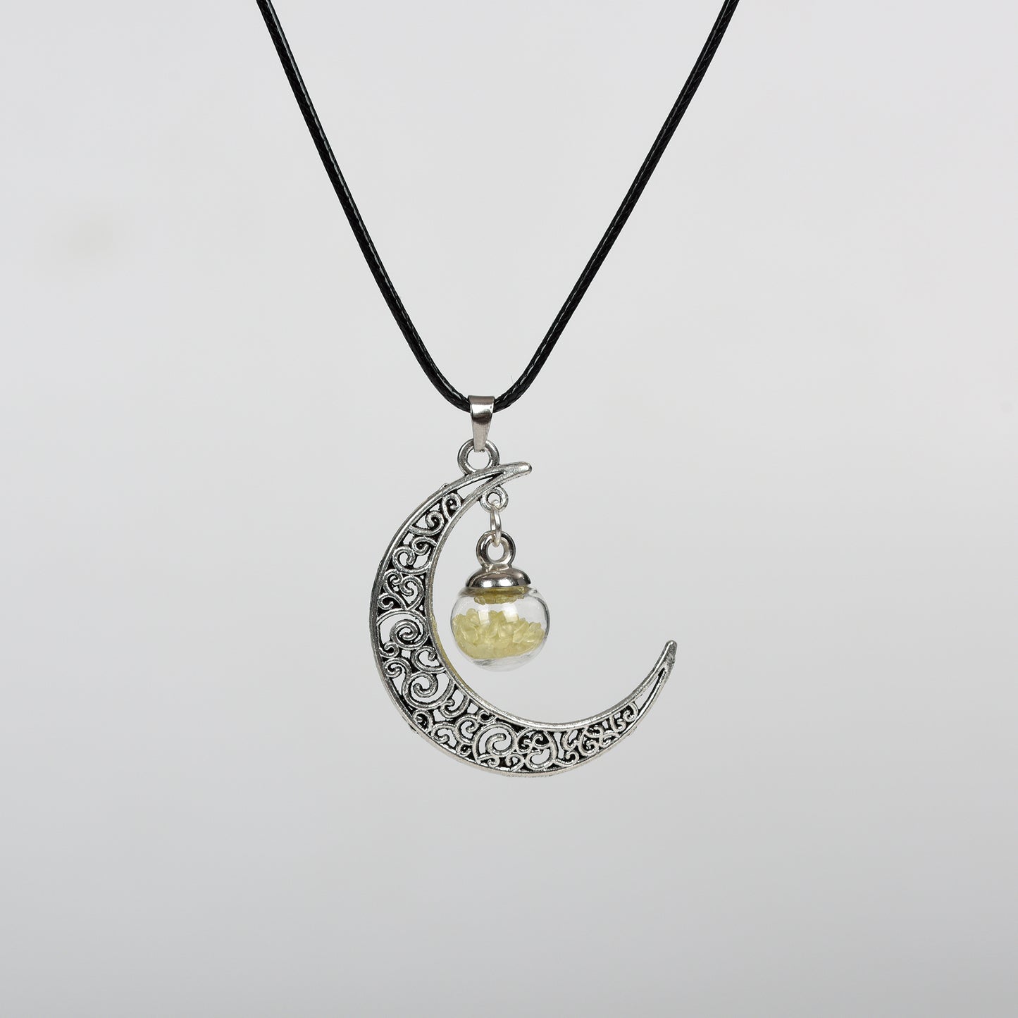 Moon with Chips in glass ball Pendant