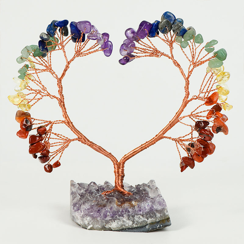 Amethyst Cluster Heart Crystal Tree