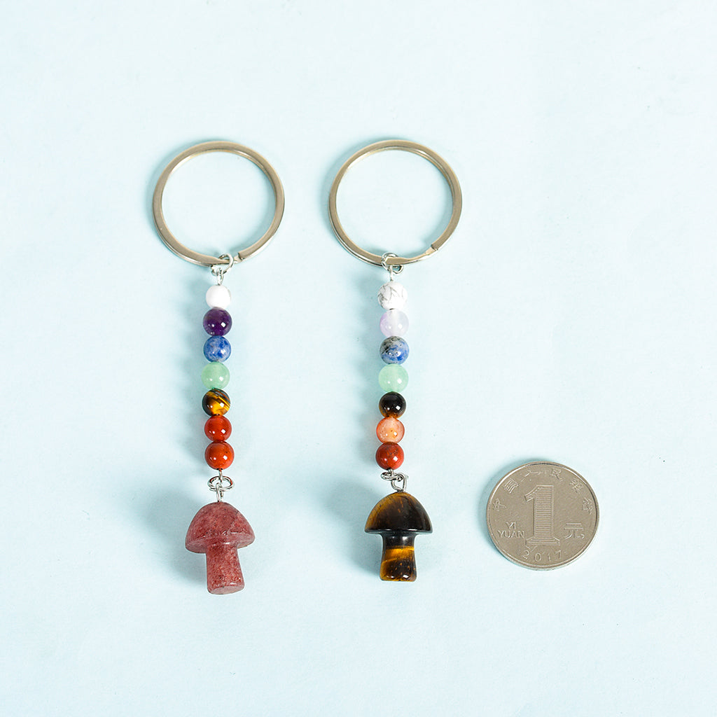 seven chakras mushroom keychain