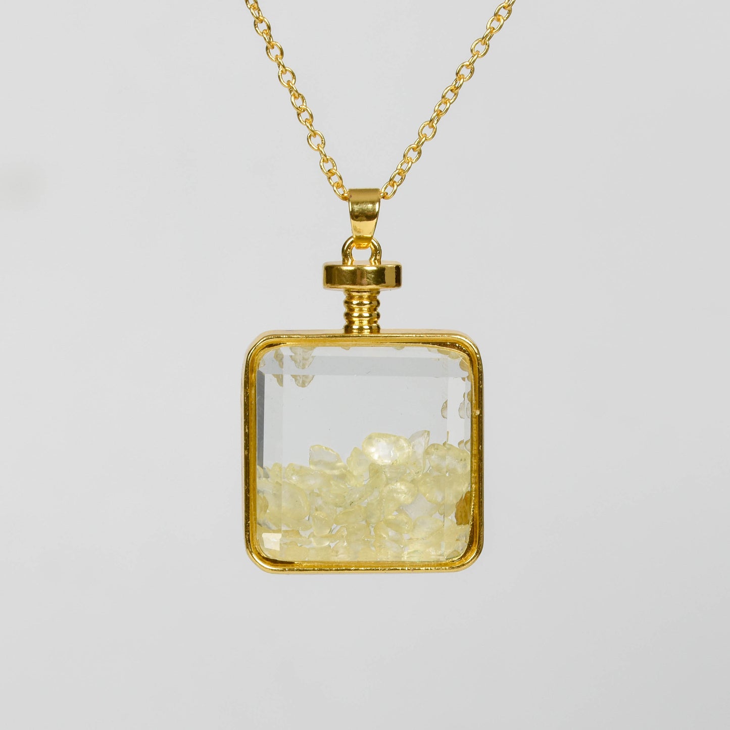 Chips in Glass Bottle Pendant