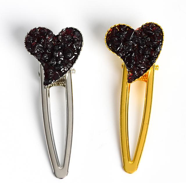 crystal heart hairpin