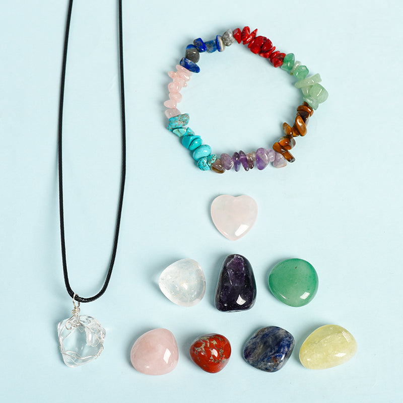 Seven Chakras Bracelet&Pendant&Tumble Combination Set