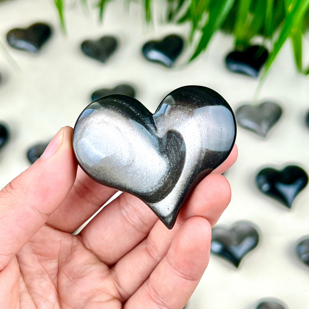 silver obsidian heart