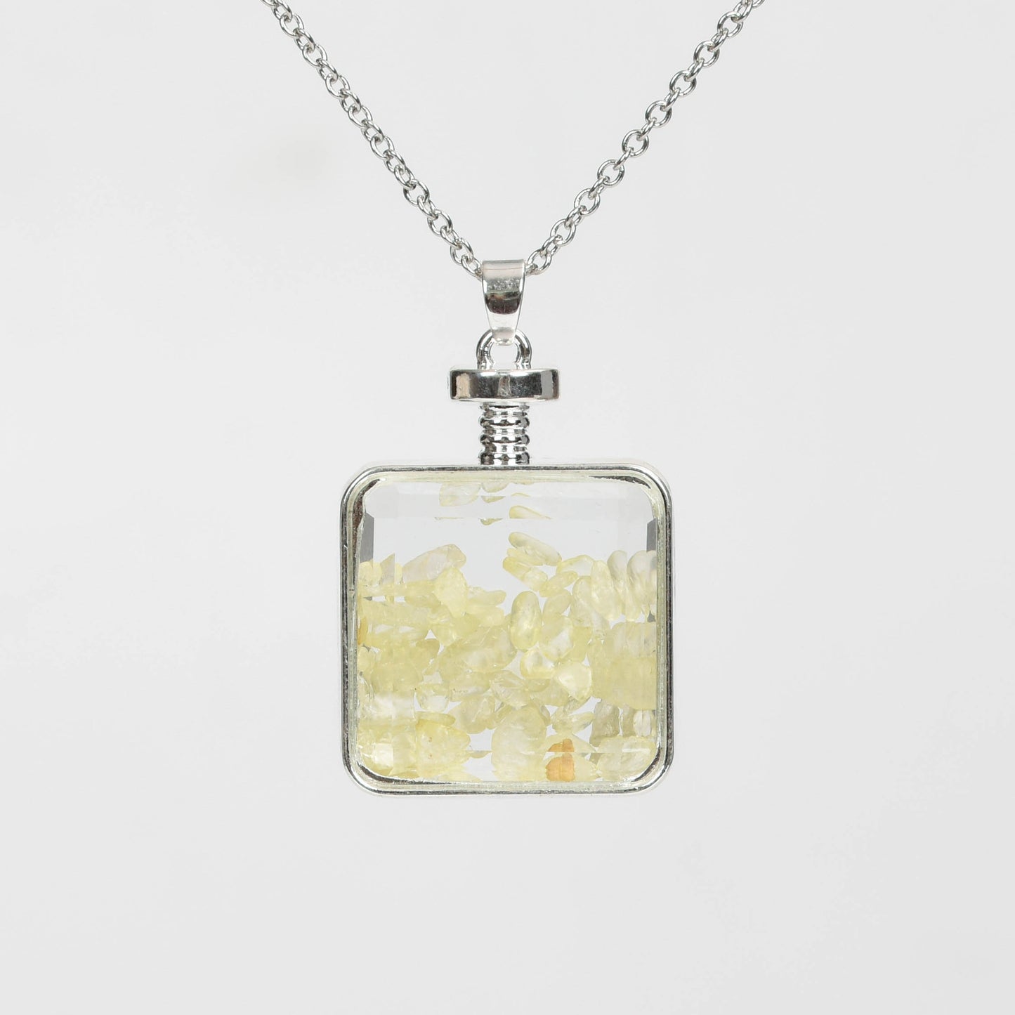 Chips in Glass Bottle Pendant