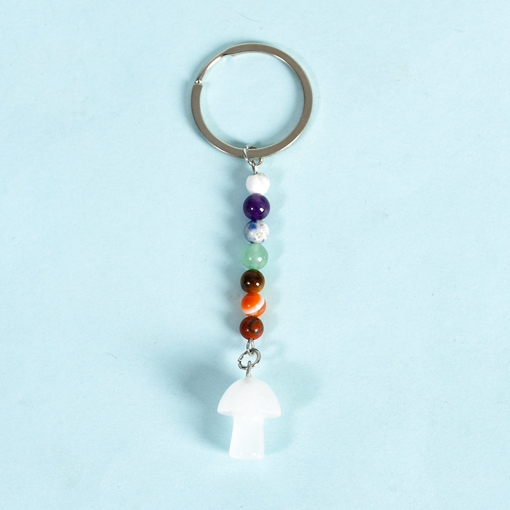 seven chakras mushroom keychain