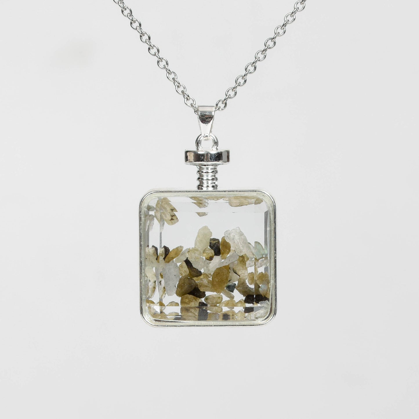 Chips in Glass Bottle Pendant