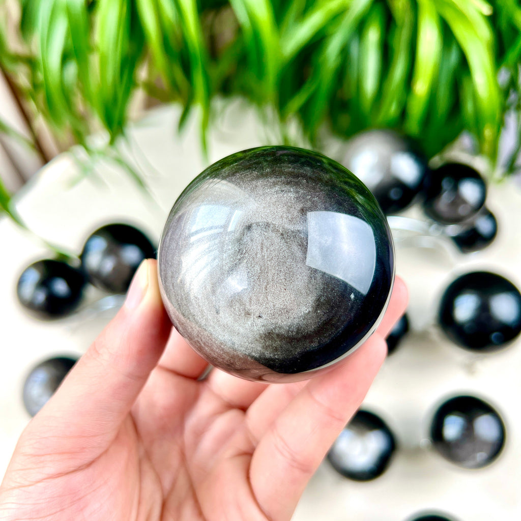 silver obsidian sphere
