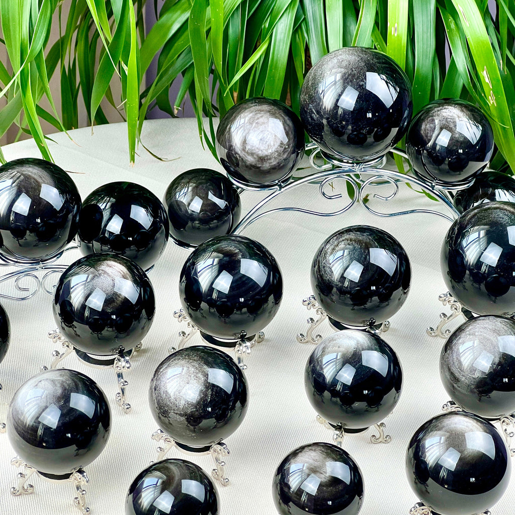 silver obsidian sphere