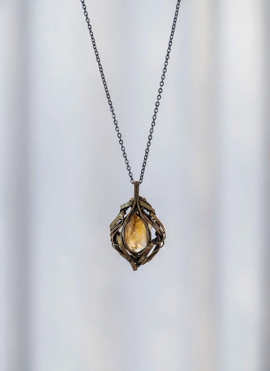 Alchemist Heart – Brazilian Citrine Wire Wrapped Pendant