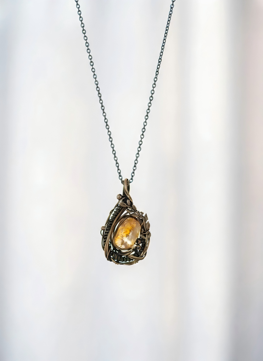Alchemist Heart – Brazilian Citrine Wire Wrapped Pendant