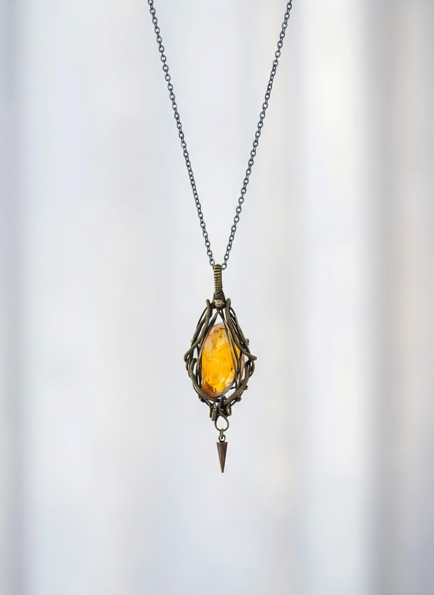 Alchemist Heart – Brazilian Citrine Wire Wrapped Pendant