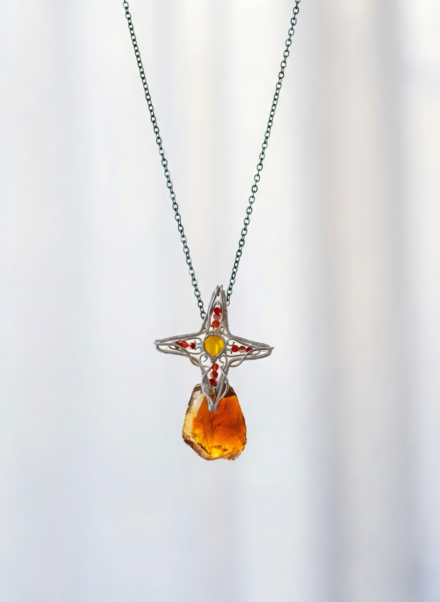 Alchemist Heart – Brazilian Citrine Wire Wrapped Pendant