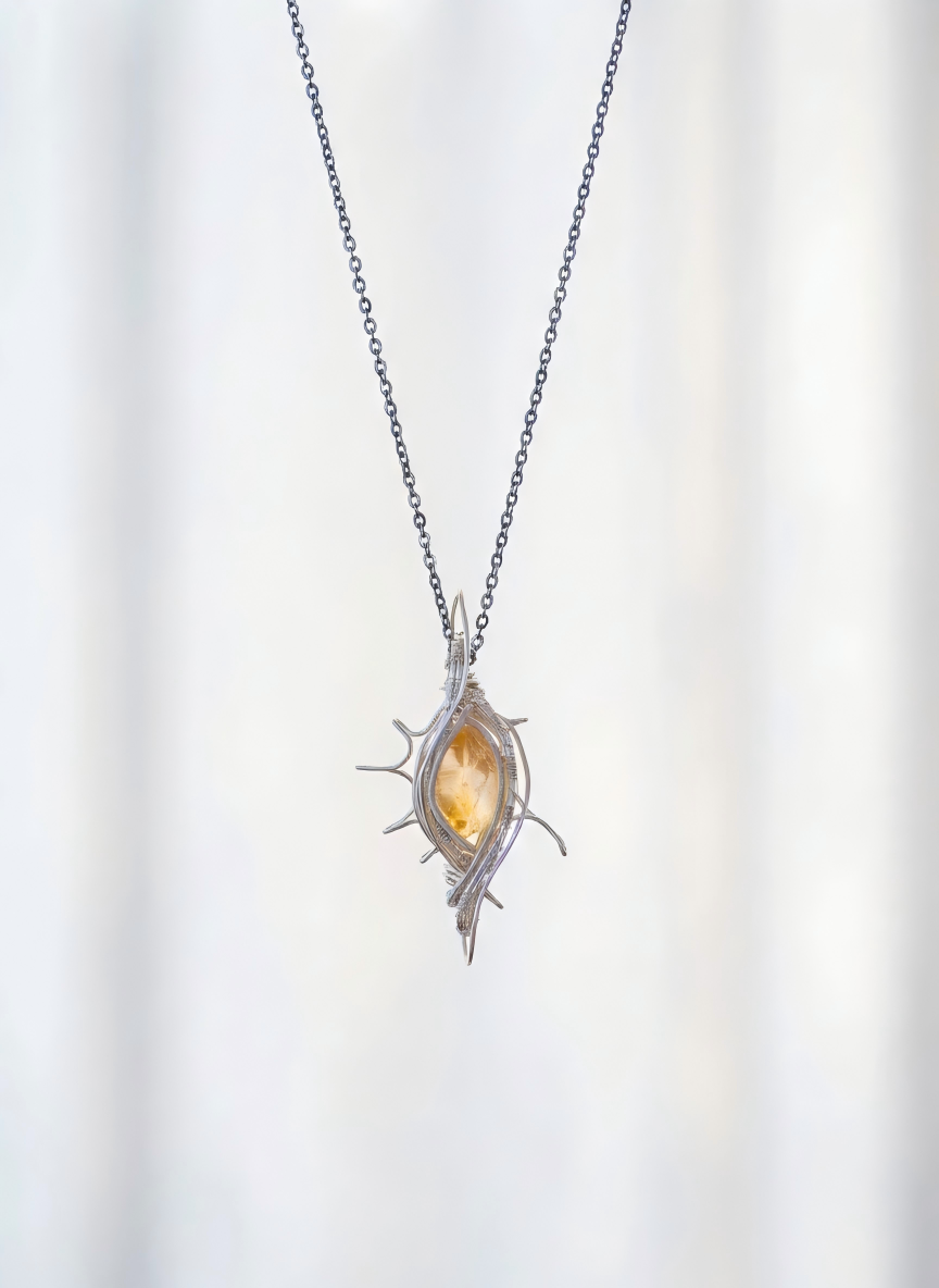 Alchemist Heart – Brazilian Citrine Wire Wrapped Pendant