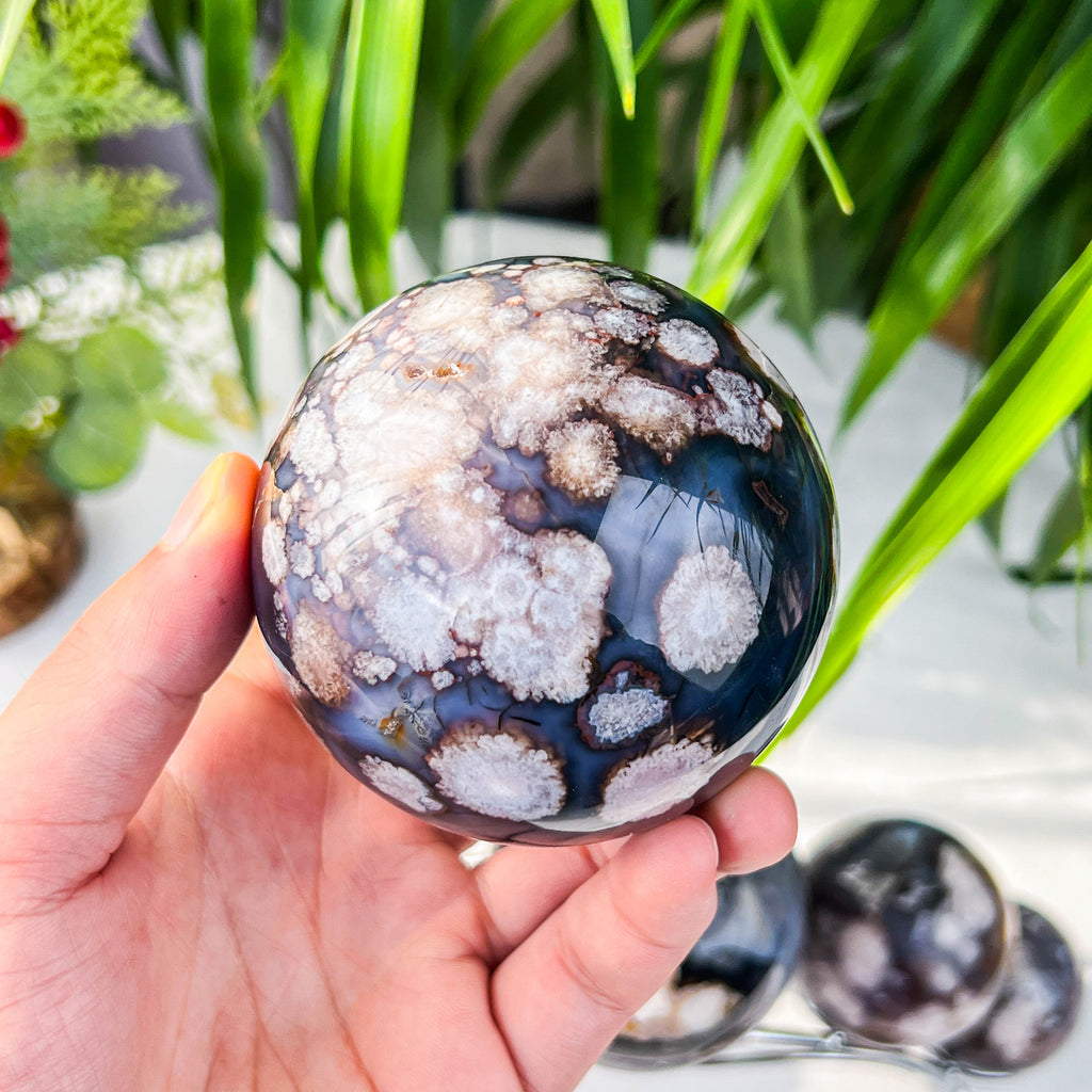 flower agate sphere