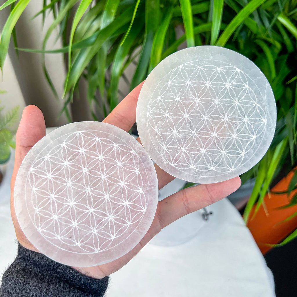selenite round slab