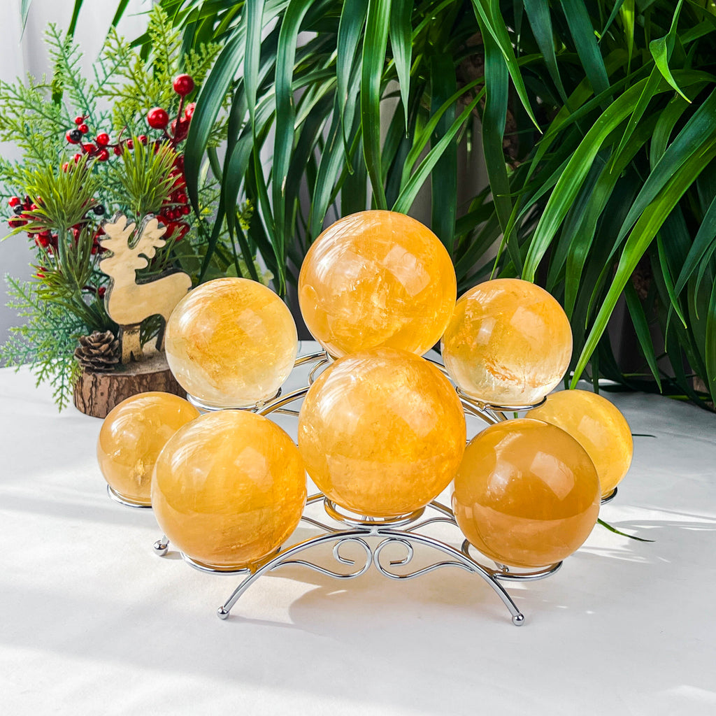 honey calcite sphere