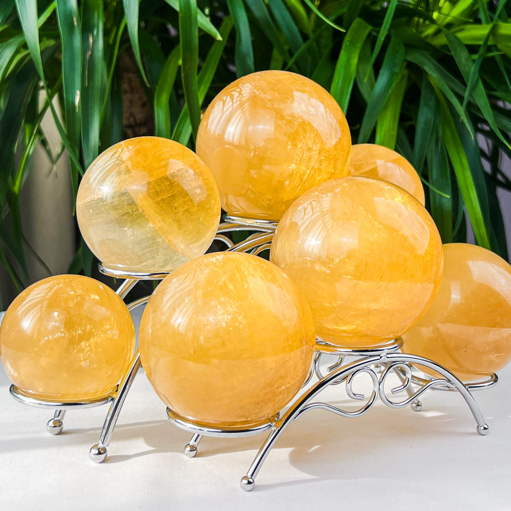 honey calcite sphere