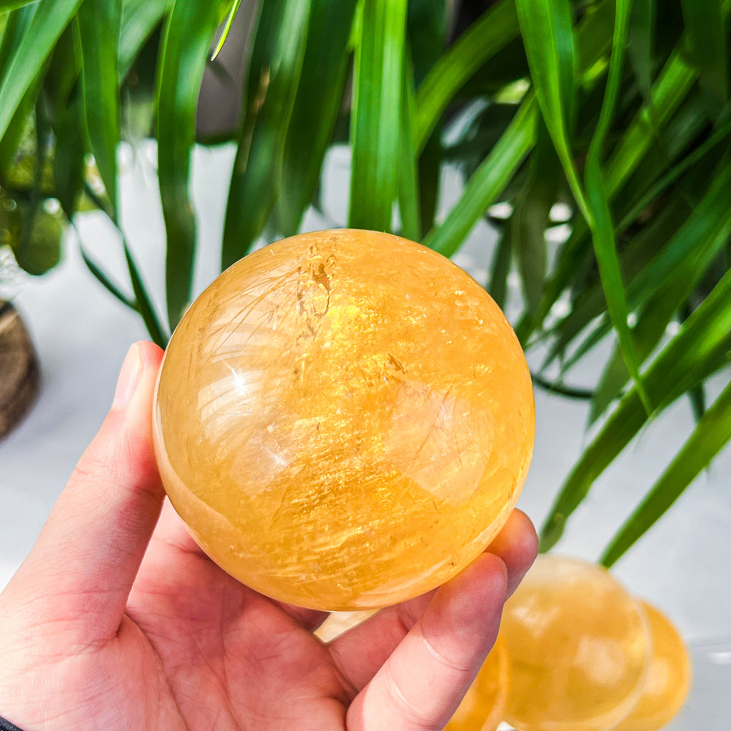 honey calcite sphere