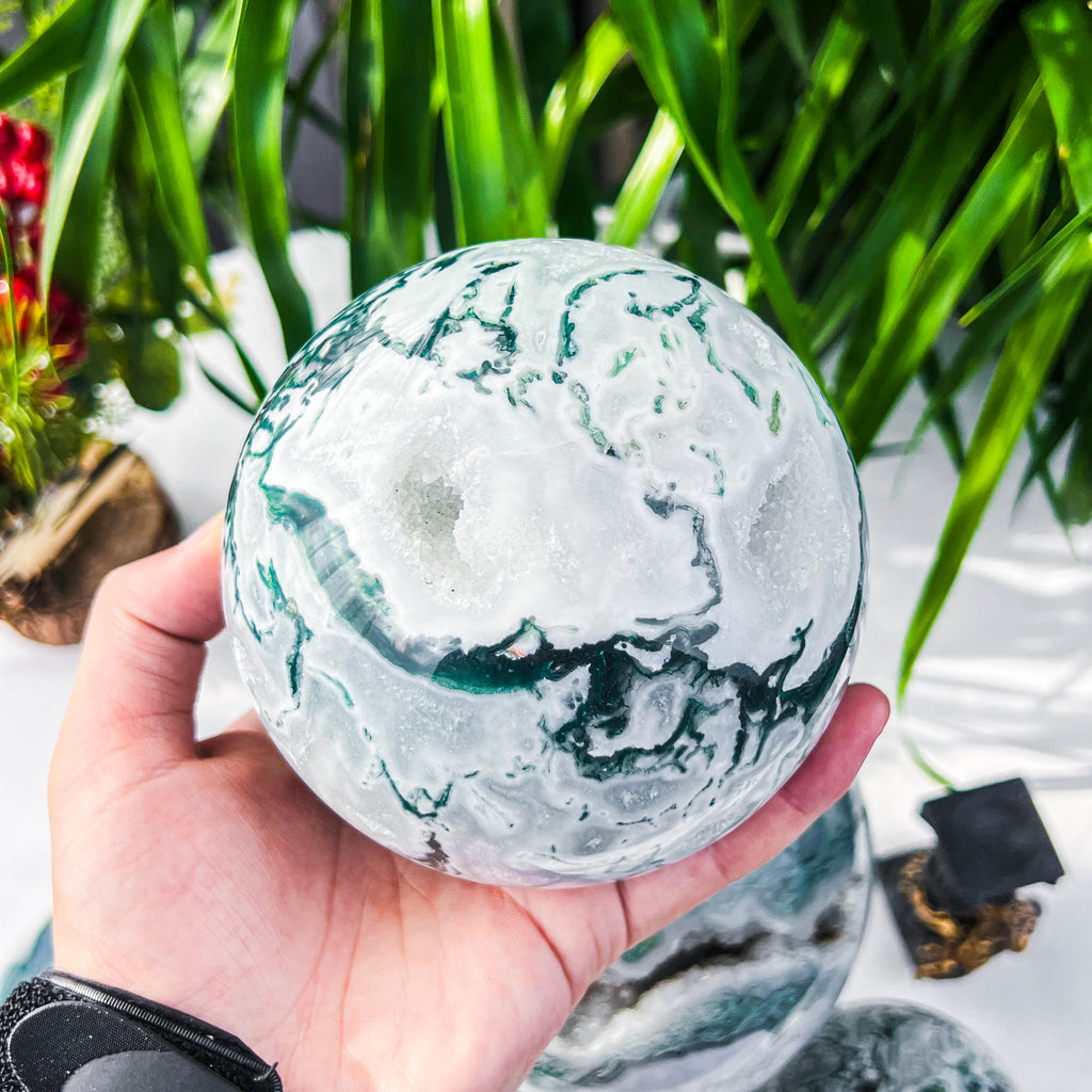 moss agate sphere