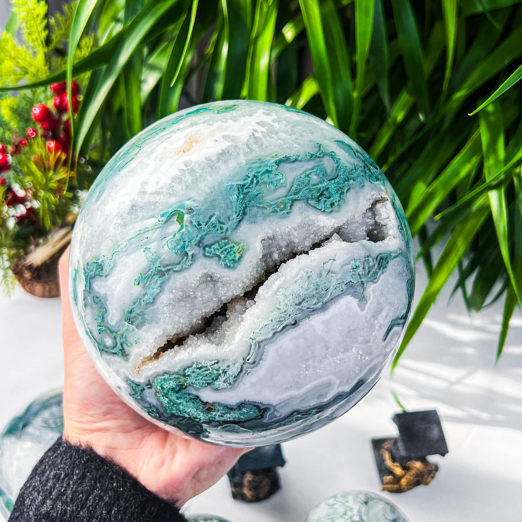 moss agate sphere
