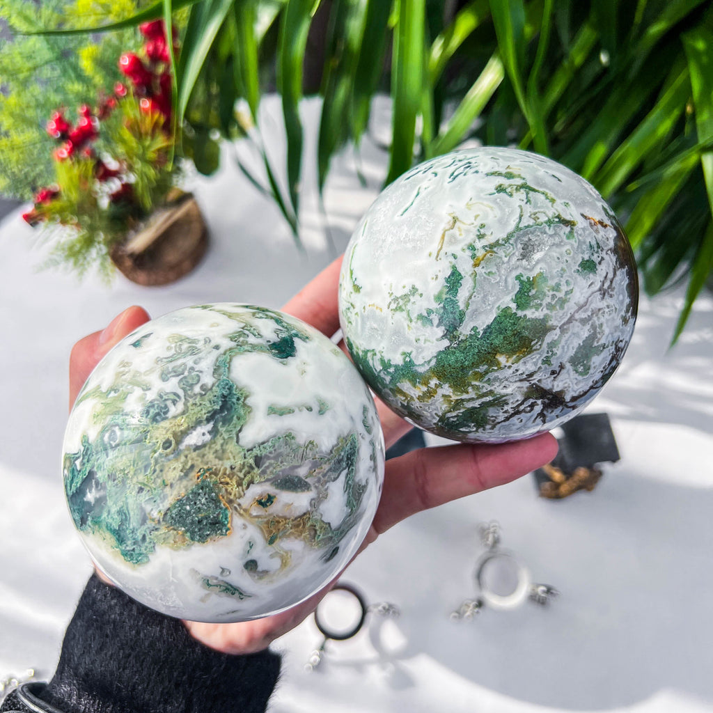moss agate sphere