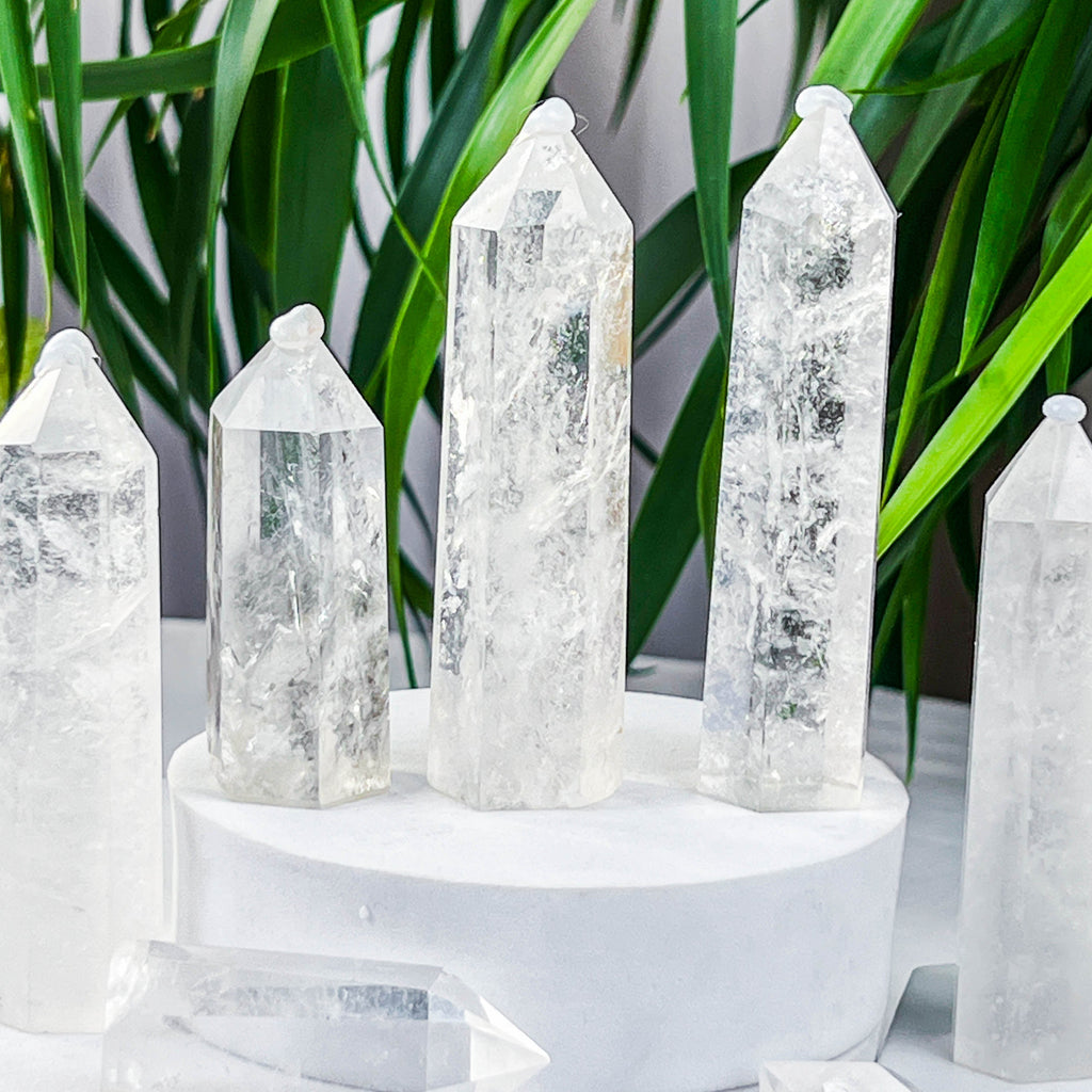 clear quartz tower