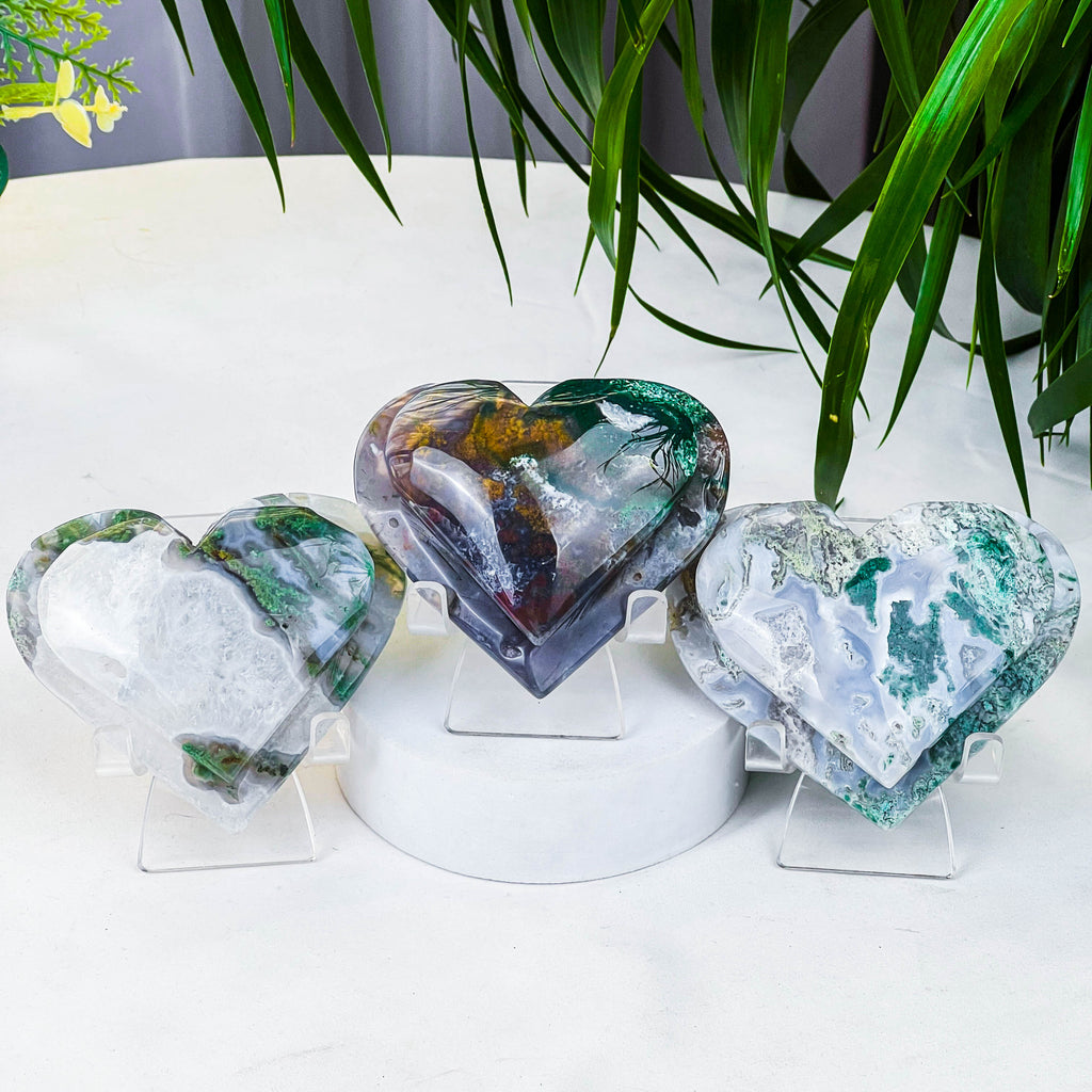moss agate heart
