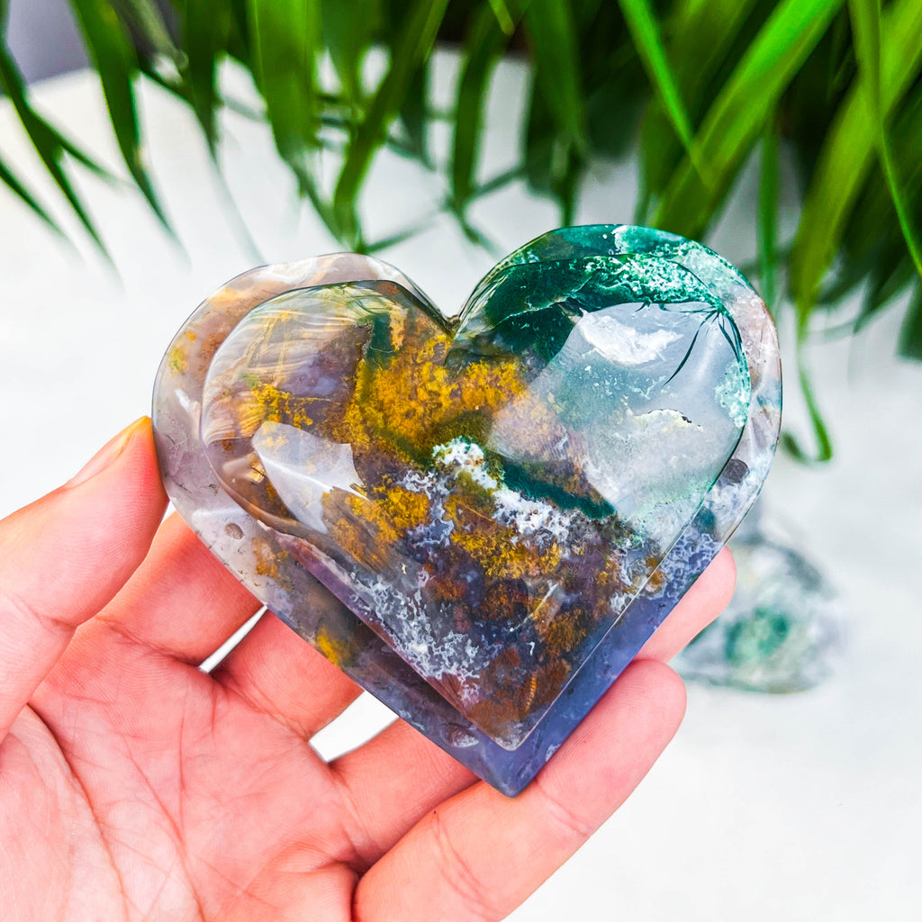 moss agate heart