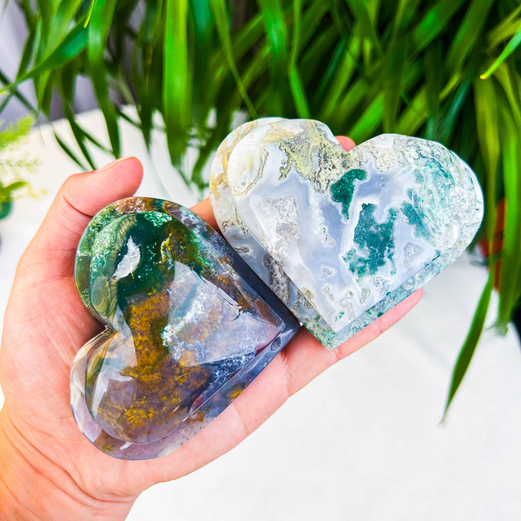 moss agate heart