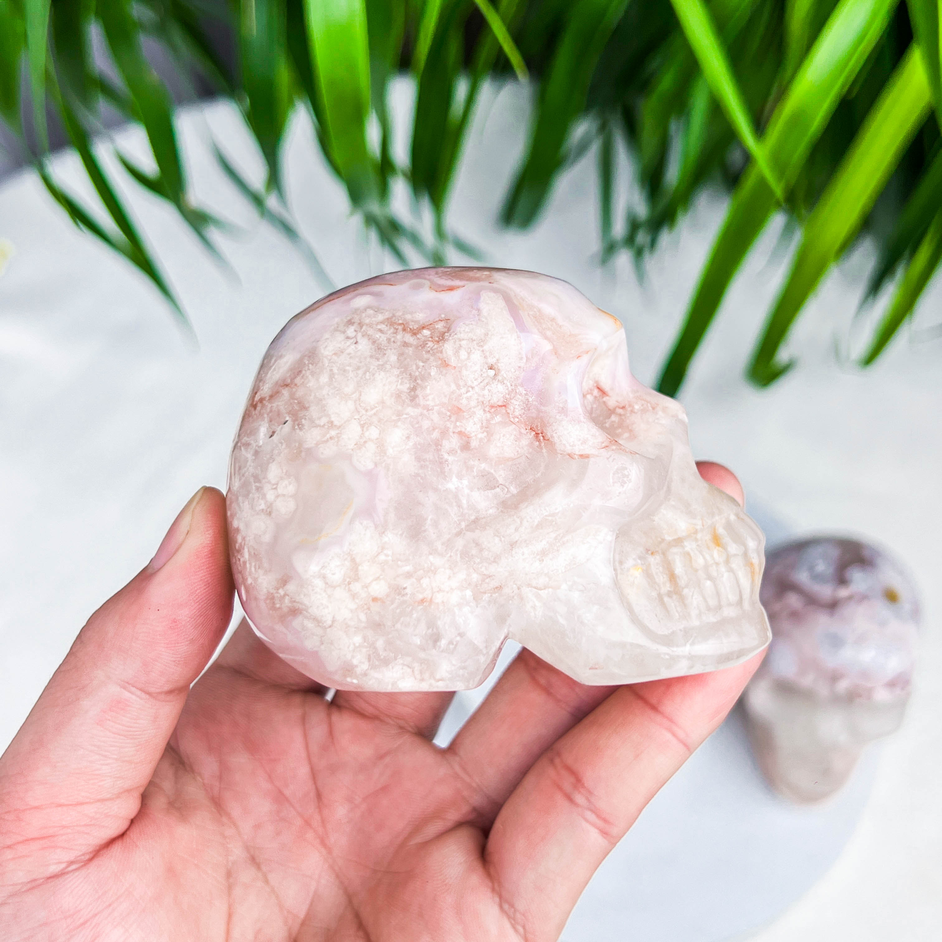 flower agate skull