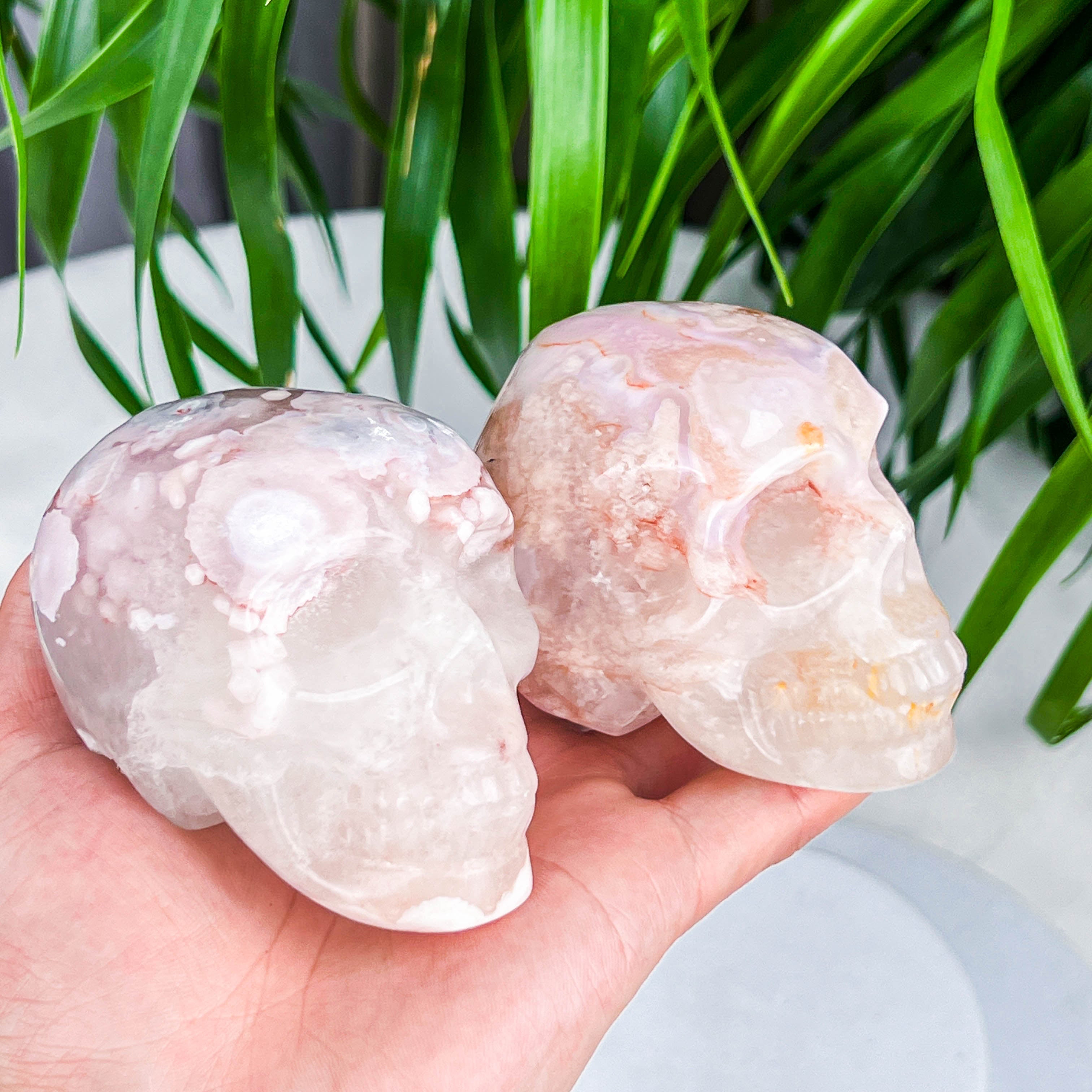 flower agate skull