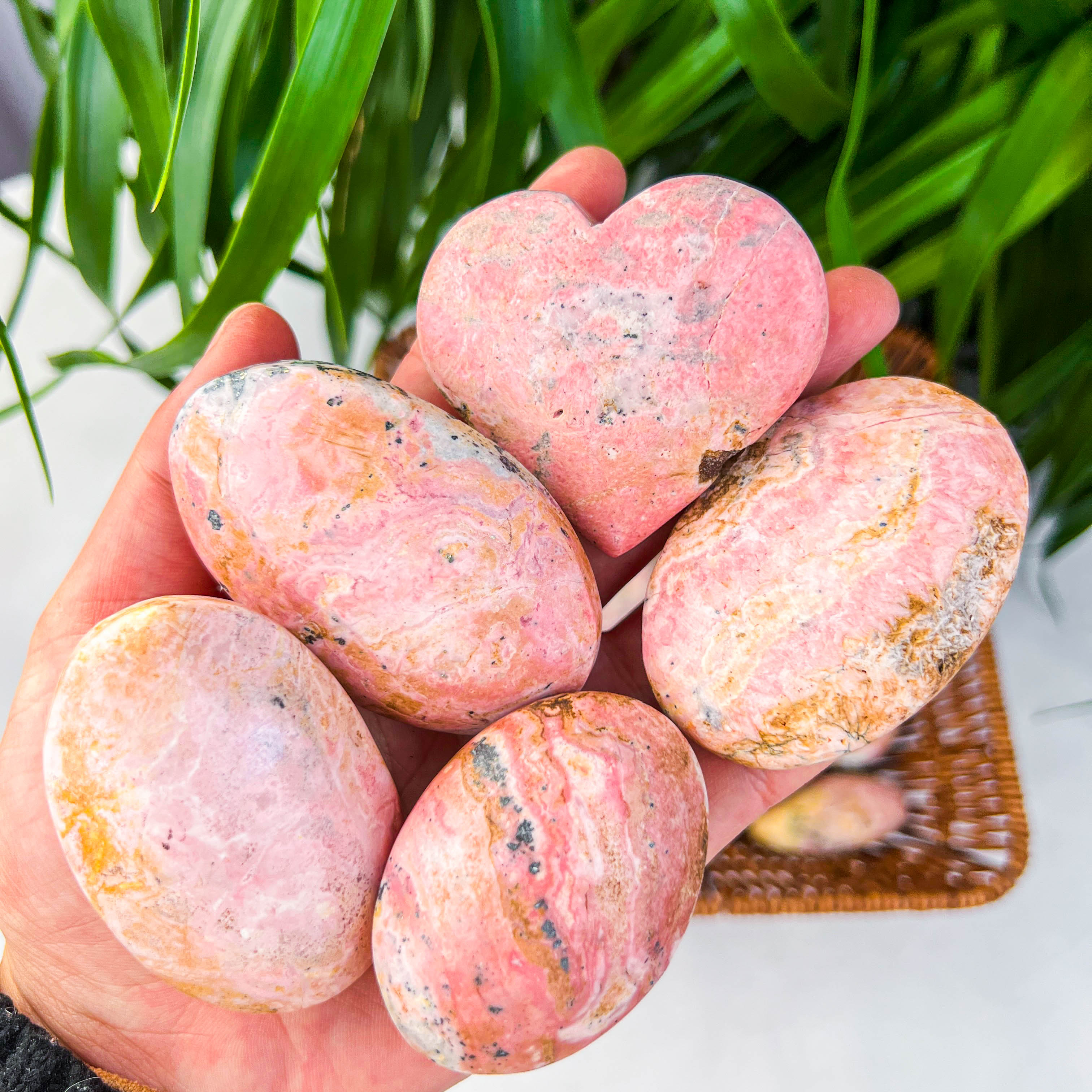 rhodochrosite heart palm