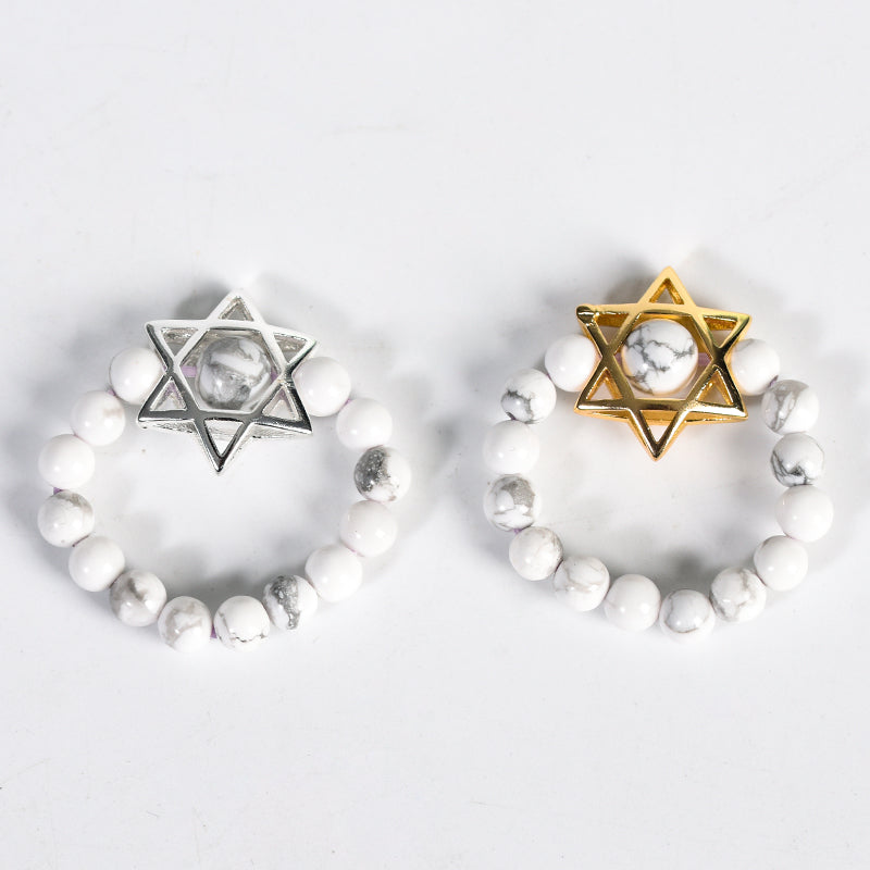 Round Bead Hexagram Ring