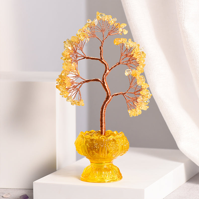 Lotus Glaze Citrine Crystal Tree