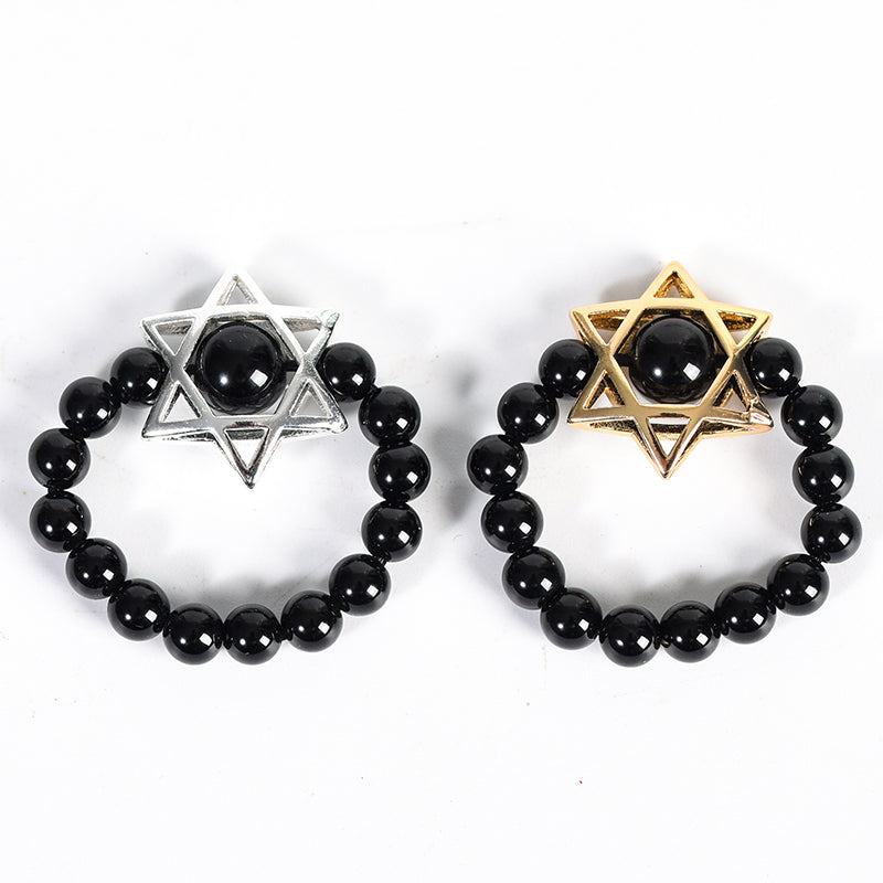 Round Bead Hexagram Ring