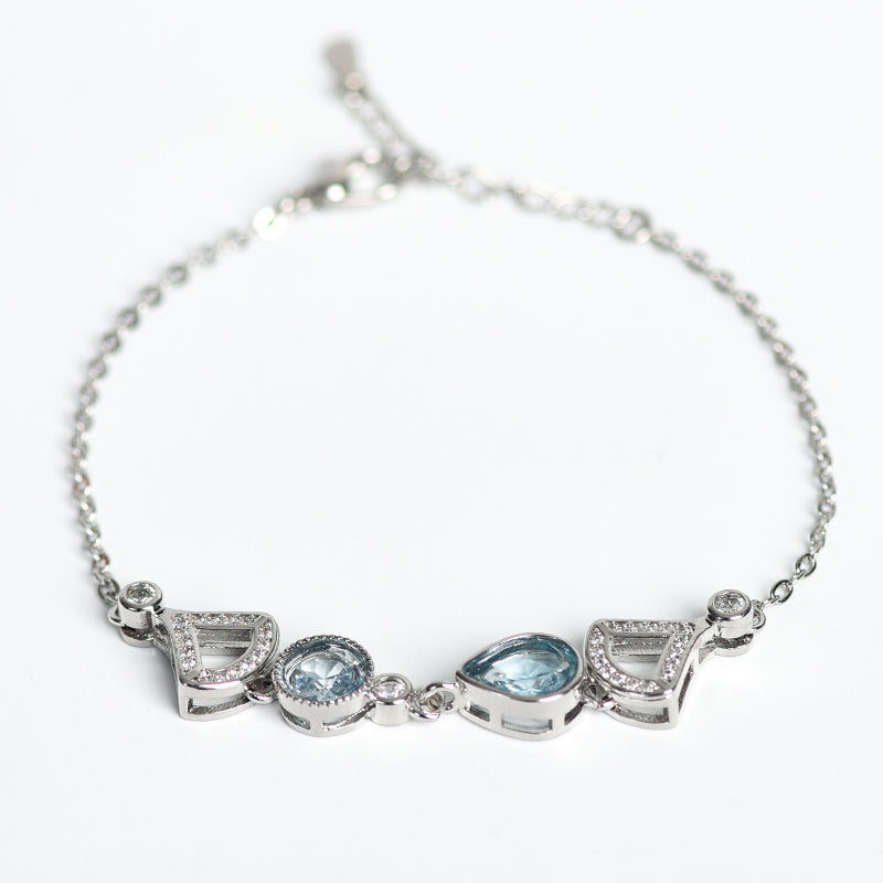 Faceted Tear Drop&Leaf Bracelet