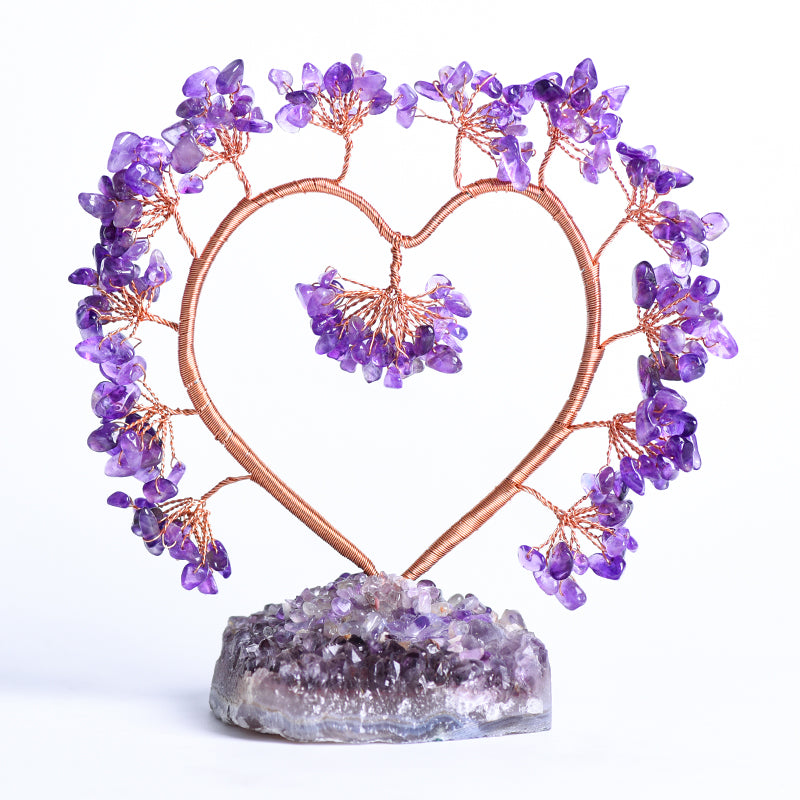 Amethyst Cluster Crystal Heart Tree