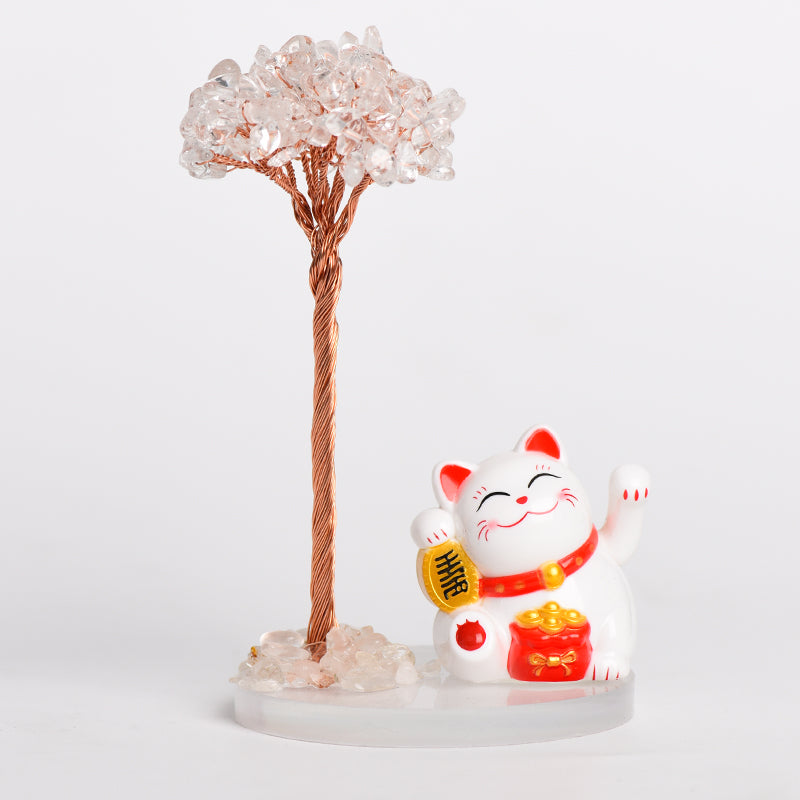 Lucky Cat Crystal Tree