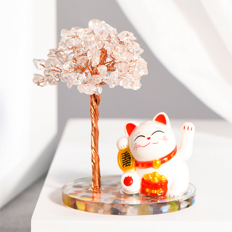 Lucky Cat Crystal Tree