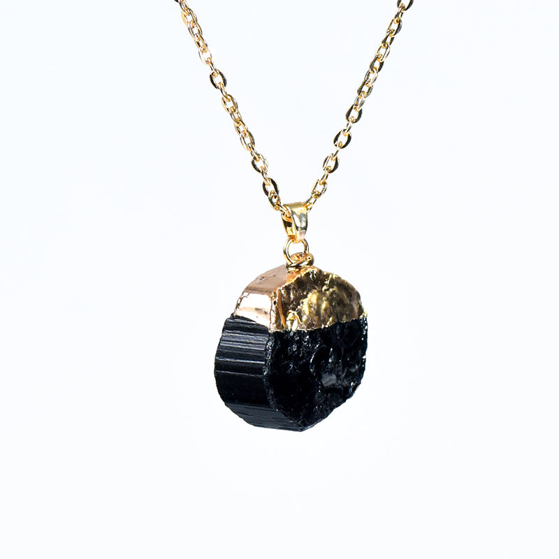 Gilded Black Tourmaline Pendant