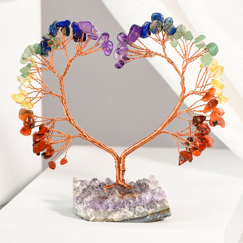 Amethyst Cluster Heart Crystal Tree