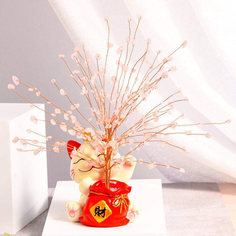 Lucky Cat Crystal Tree