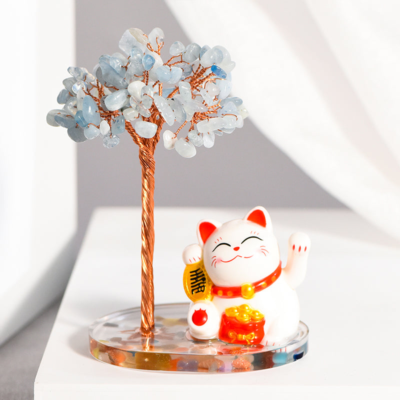 Lucky Cat Crystal Tree