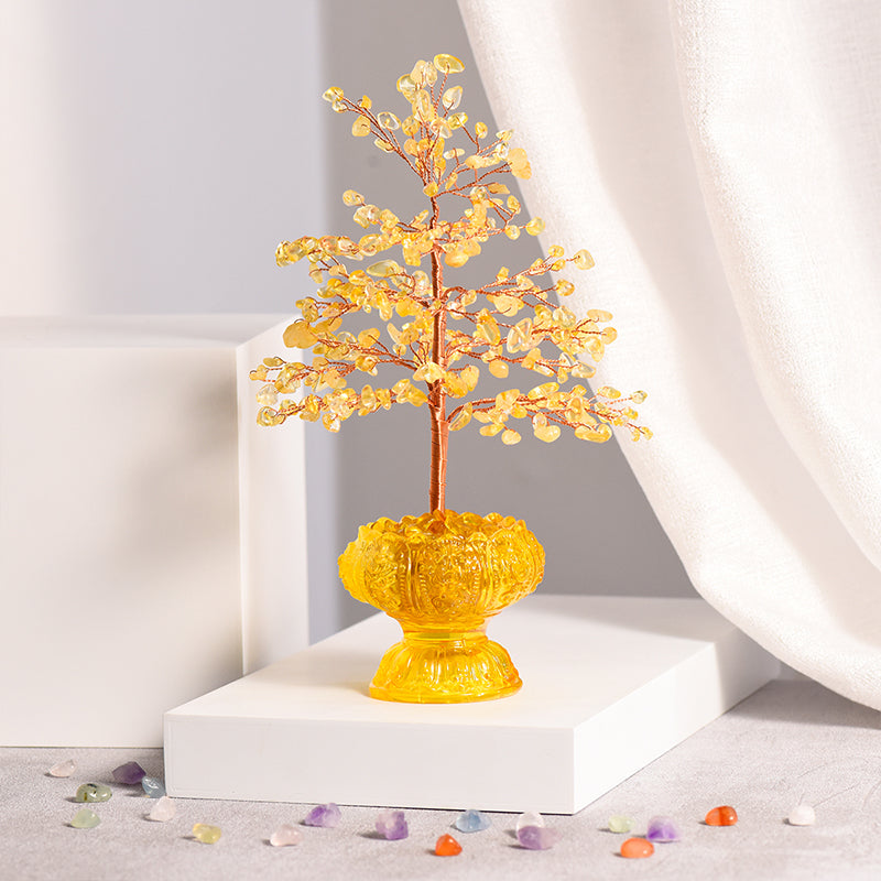 Lotus Glaze Citrine Crystal Tree