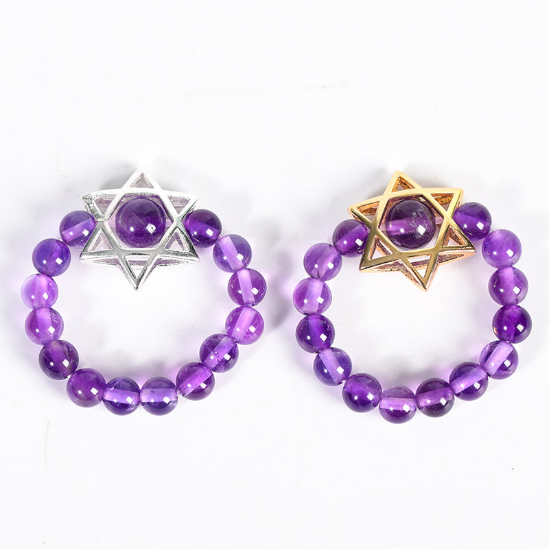 Round Bead Hexagram Ring