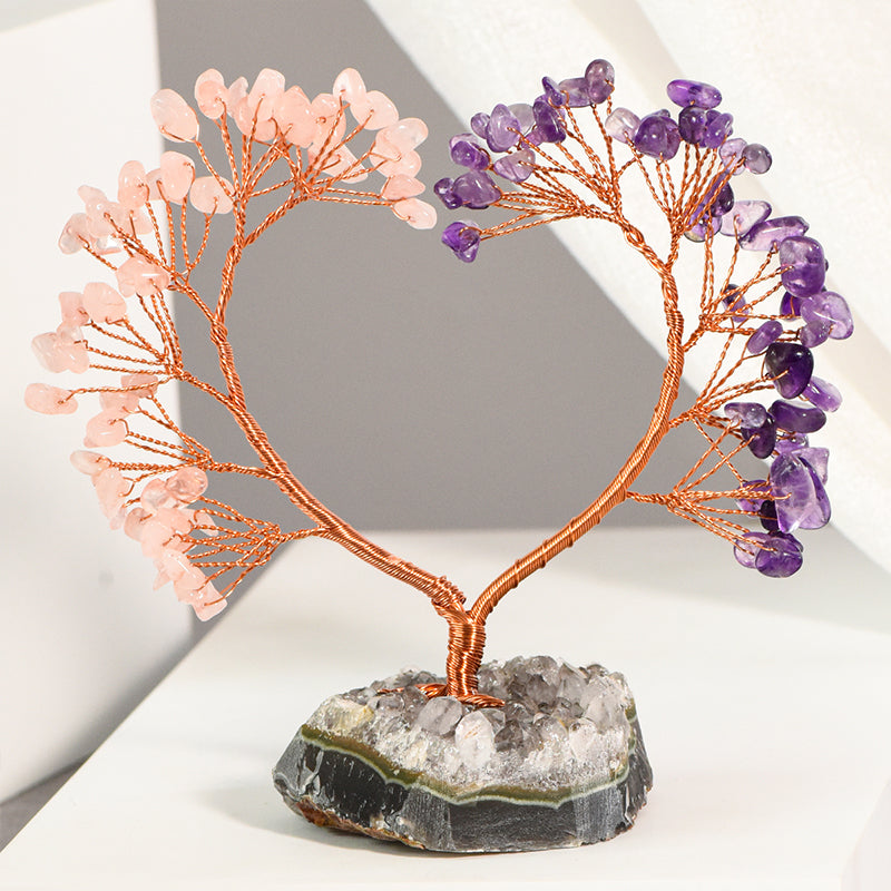 Amethyst Cluster Heart Crystal Tree