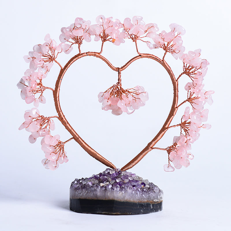 Amethyst Cluster Crystal Heart Tree