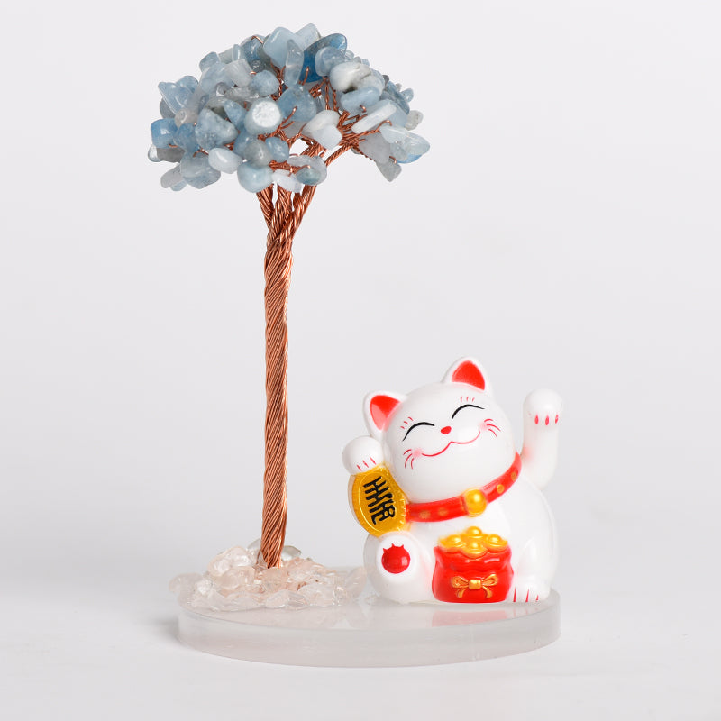 Lucky Cat Crystal Tree